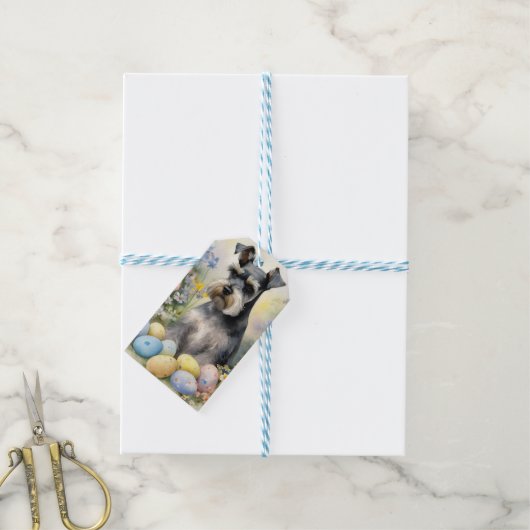 Schnauzer Hund mit Ostereier Urlaub Geschenkanhänger (Mit Garn)
