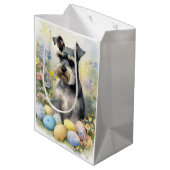 Schnauzer Hund mit Ostereier Urlaub Mittlere Geschenktüte (Rückseite Schrägansicht)