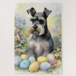 Schnauzer-Hund mit Ostereiern Feiertag Puzzle