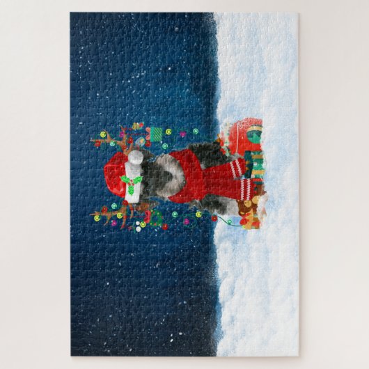 Schnauzer Hund mit Weihnachtsgeschenken Puzzle (Vertikal)