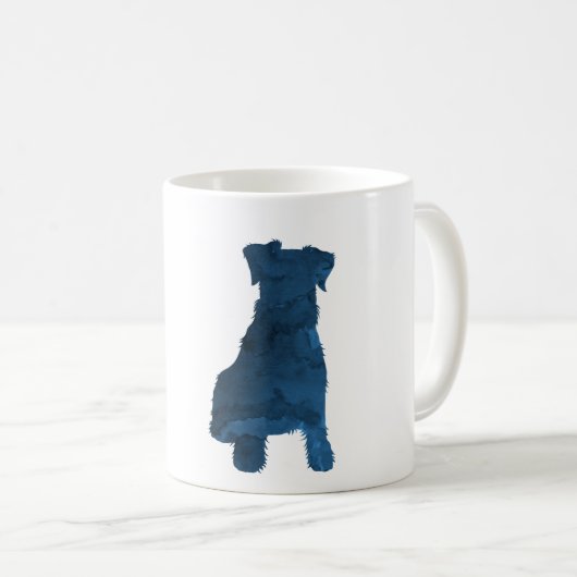Schnauzer Hund Navy Blue Silhouette Kaffeetasse (VorderseiteRechts)