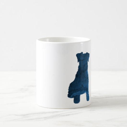 Schnauzer Hund Navy Blue Silhouette Kaffeetasse (Mittel)