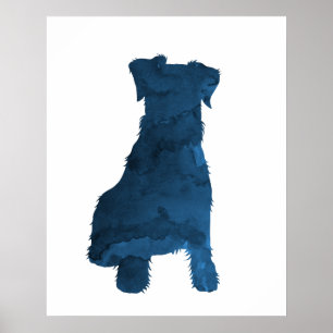 Schnauzer Hund Navy Blue Silhouette Poster