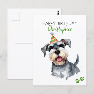 Schnauzer Hund Personalisiert Alles Gute zum Gebur Postkarte