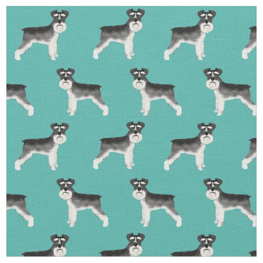 Schnauzer-Hund Schwarz-Weiß-Tier-Aqua Stoff (Nahaufnahme)
