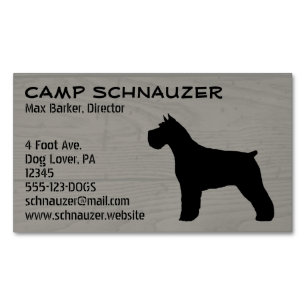 Schnauzer Hund Silhouette Imitat Holzstil Magnetische Visitenkarte