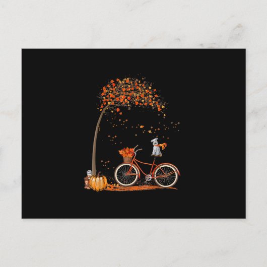 Schnauzer Hund und Pumpkins Fahrrad Herbstleaf Postkarte (Vorderseite)