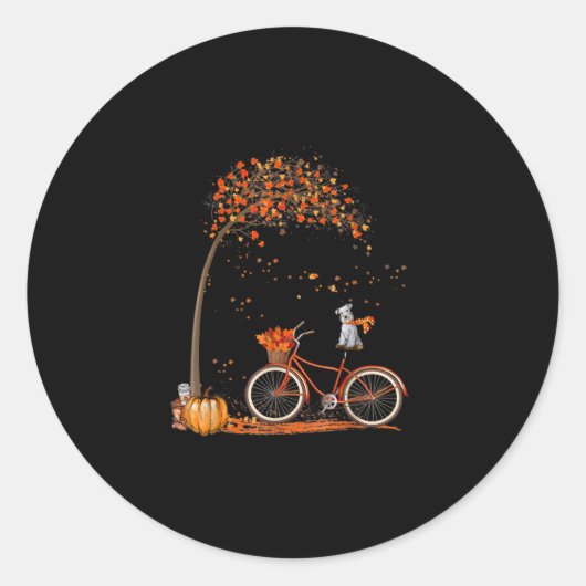 Schnauzer Hund und Pumpkins Fahrrad Herbstleaf Runder Aufkleber (Vorderseite)