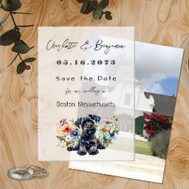 Schnauzer Hund und Wildblumen Save the Date Pergament Einladungen