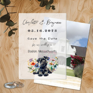 Schnauzer Hund und Wildblumen Save the Date Pergament Einladungen