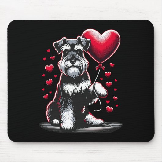 Schnauzer Hund Valentinstag Hundebesitzer Valentin Mousepad (Vorne)
