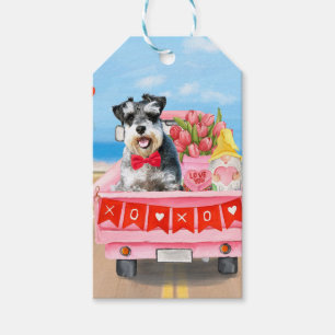 Schnauzer-Hund Valentinstag LKW-Herzen Geschenkanhänger