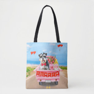 Schnauzer Hund Valentinstag Truck Herzen Tasche