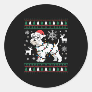 Schnauzer Hund Weihnachten Hässlicher Pullover San Runder Aufkleber