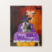 Schnauzer Hund zu Halloween Truck Puzzle (Vertikal)