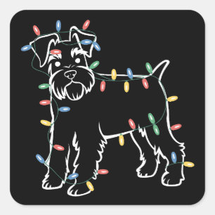 Schnauzer Hunde Baum Weihnachten Xmas Haustier Tie Quadratischer Aufkleber