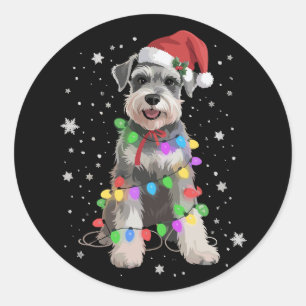 Schnauzer Hunde Baum Weihnachten Xmas Haustier Tie Runder Aufkleber