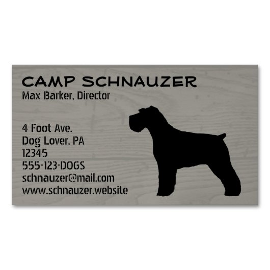 Schnauzer Hunde Silhouette (Naturohren) Imitate Ho Magnetische Visitenkarte (Vorderseite)