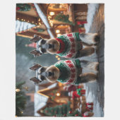 Schnauzer Hunde Weihnachten Schnee Urlaub Fleecedecke (Vorderseite)