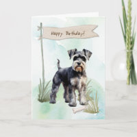 Schnauzer Hunde züchten draußen unter Geburtstagsz