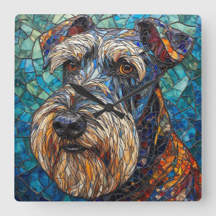 Schnauzer-Hundefan Besitzer eines Riesenschnauzers Quadratische Wanduhr