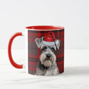 Schnauzer-Hundefan-Weihnachten Rotkariertes Weihna Tasse