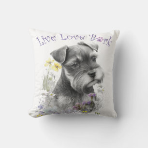 Schnauzer-Hundemama-Blumenmuster Kissen