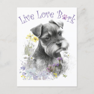 Schnauzer-Hundemama-Blumenmuster Postkarte