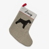 Schnauzer-HundeSilhouette mit den natürlichen Kleiner Weihnachtsstrumpf (Vorderansicht (hängend))