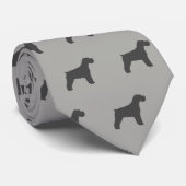Schnauzer-HundeSilhouette-Muster-Grau Krawatte (Gerollt)
