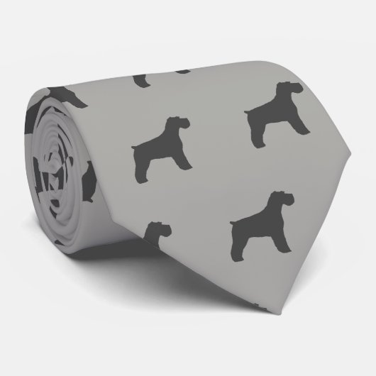 Schnauzer-HundeSilhouette-Muster-Grau Krawatte (Gerollt)