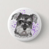 Schnauzer-Hundezeichnen Button (Vorderseite)