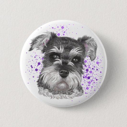 Schnauzer-Hundezeichnen Button (Vorderseite)
