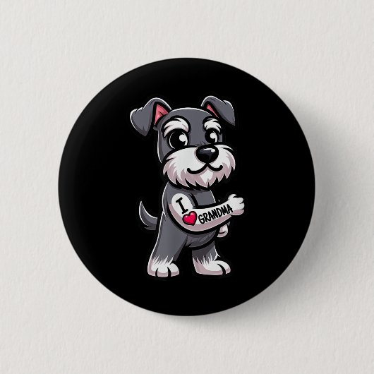 Schnauzer I Liebe Oma Funny Dog Tattoo Button (Vorderseite)