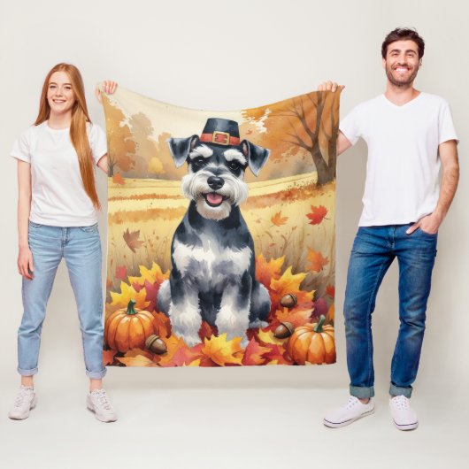 Schnauzer im Herbst hinterlässt Erntedank Art Fleecedecke (Beispiel)