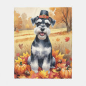 Schnauzer im Herbst hinterlässt Erntedank Art Fleecedecke (Vorderseite)