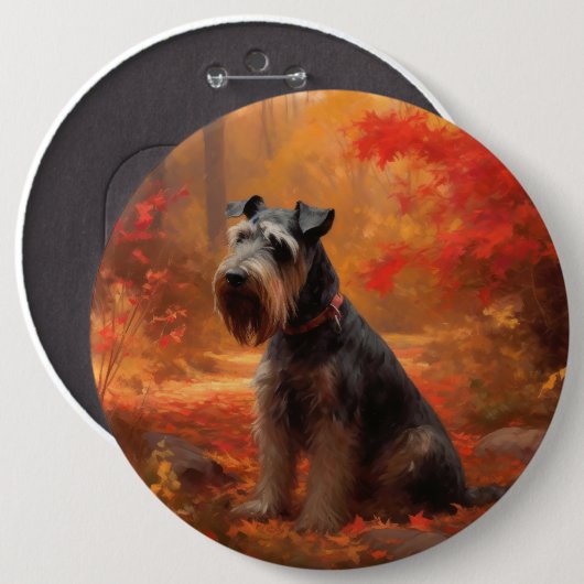 Schnauzer im Herbst Leaves Fall Inspiriert Button (Vorne & Hinten)