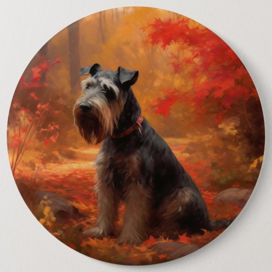 Schnauzer im Herbst Leaves Fall Inspiriert Button (Vorderseite)