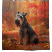 Schnauzer im Herbst Leaves Fall Inspiriert Duschvorhang (Vorderseite)