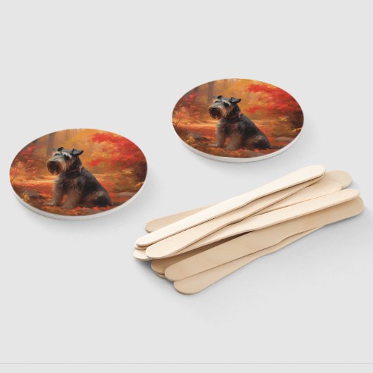 Schnauzer im Herbst Leaves Fall Inspiriert Fächer (Non-assembled)