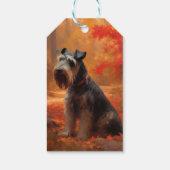 Schnauzer im Herbst Leaves Fall Inspiriert Geschenkanhänger (Rückseite)