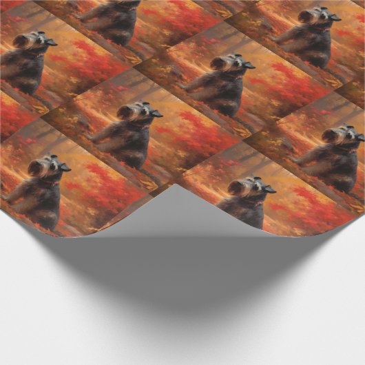 Schnauzer im Herbst Leaves Fall Inspiriert Geschenkpapier (Ecke)