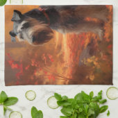 Schnauzer im Herbst Leaves Fall Inspiriert Geschirrtuch (Gefaltet)