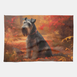 Schnauzer im Herbst Leaves Fall Inspiriert Geschirrtuch