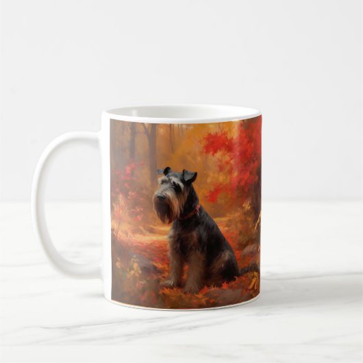 Schnauzer im Herbst Leaves Fall Inspiriert Kaffeetasse (Links)