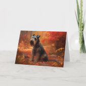 Schnauzer im Herbst Leaves Fall Inspiriert Karte (Vorderseite)