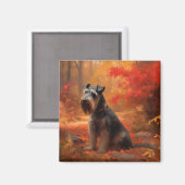 Schnauzer im Herbst Leaves Fall Inspiriert Magnet (Vorderseite/Rückseite)