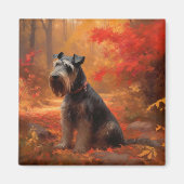 Schnauzer im Herbst Leaves Fall Inspiriert Magnet (Vorne)