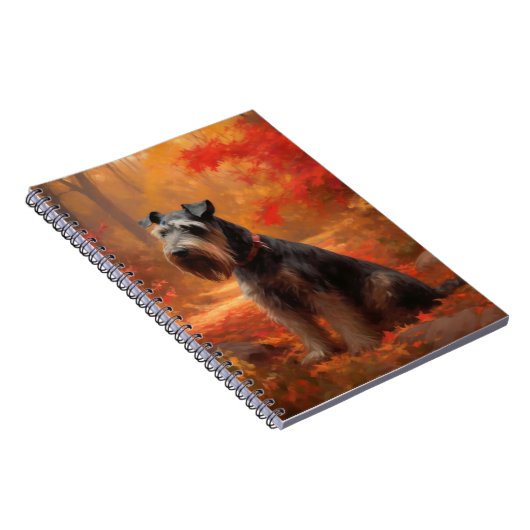 Schnauzer im Herbst Leaves Fall Inspiriert Notizblock (Rechte Seite)
