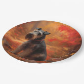 Schnauzer im Herbst Leaves Fall Inspiriert Pappteller (Schrägansicht)